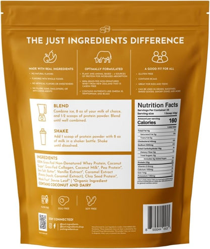 JUST INGREDIENTS Salted Caramel Protein Powder ??30-Serving Blend with 100% Grass-Fed Whey &