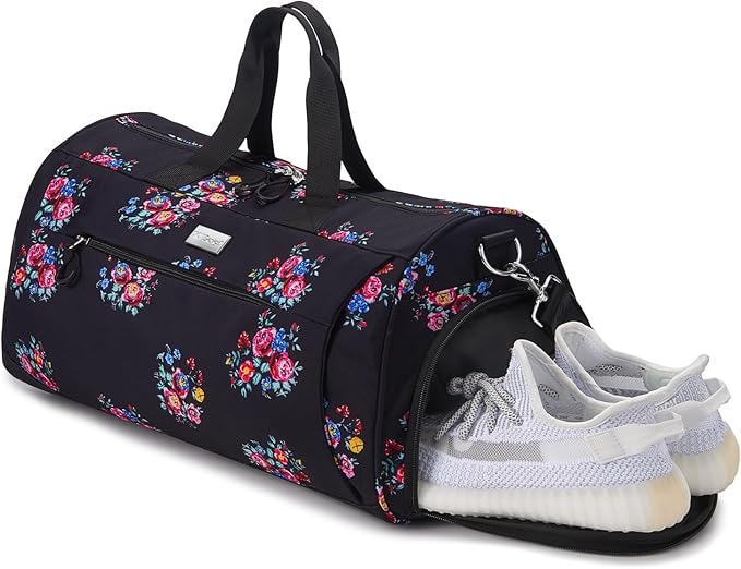 TOPDesign Gym Bag for Women, Duffel Bag with Shoe Compartment & Wet Pocket for Travel Sports (M