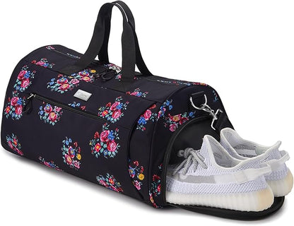 TOPDesign Gym Bag for Women, Duffel Bag with Shoe Compartment & Wet Pocket for Travel Sports (M