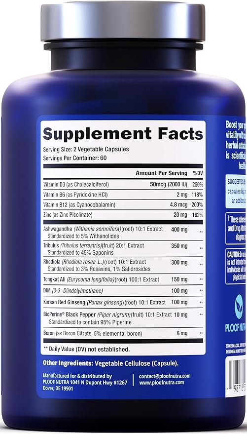 Testosterone Booster Supplement for Men - Male Enhancing Test Boost - Ashwagandha, Tongkat Ali
