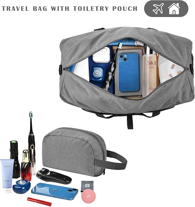 Felipe Varela Duffle Bag with Shoes Compartment and Adjustable Strap,Foldable Travel Duffel Bags