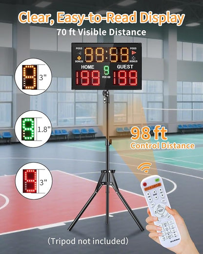 Basketball Digital Scoreboard with Remote,Battery Powered Portable Tabletop Electronic Scoreboard