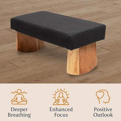 Meditation Bench (NAT. White), Seiza, Sustainable Acacia Wood with Curved Bottom Edges for The