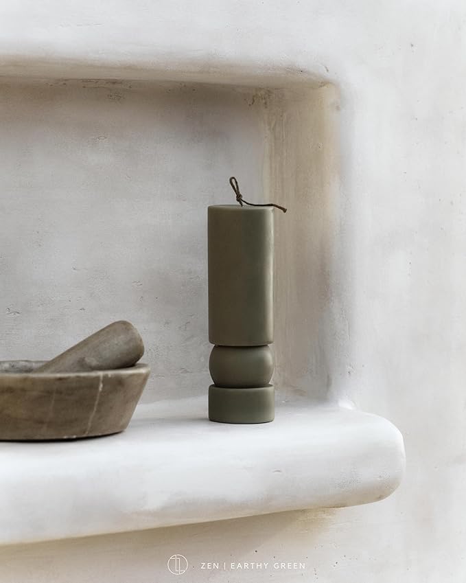 LAWA Zen Candle - Beautiful Handmade Pillar Scented Soy Wax Elegant Aesthetic Candle Housewarming