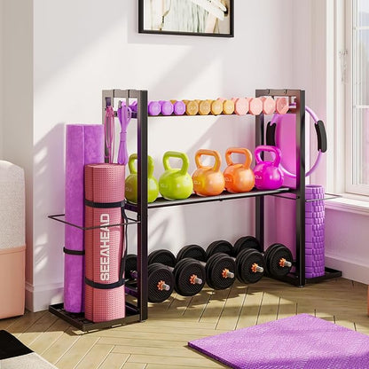 3-Tier Adjustable Dumbbell Rack Heavy Duty Metal Storage Rack, Dumbbell Weight Rack and Kettlebells
