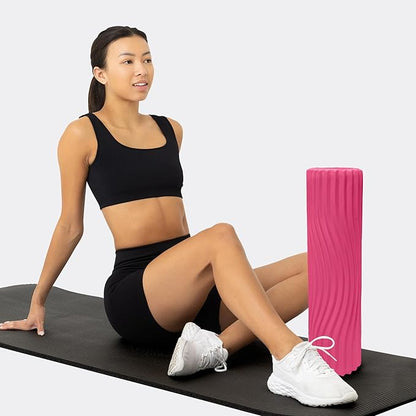 Oceanfoam Tidal Roller - Hot Pink - Muscle Massage Foam Roller for Back Pain & Stretching - Firm