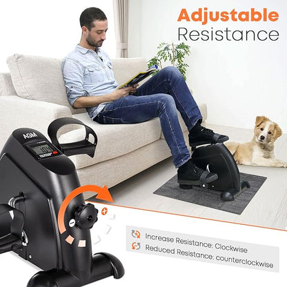 Mini Exercise Bike, AGM Under Desk Bike Pedal Exerciser Foot Cycle Arm & Leg Pedal Exerciser with
