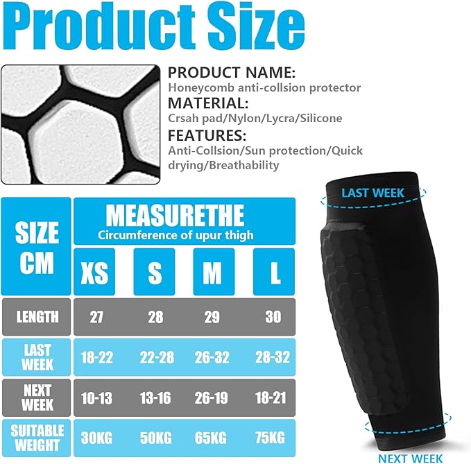 Soccer Shin Guards Shin Pads for Kids Youth Adult, Calf Compression Sleeve with Honeycomb Pads