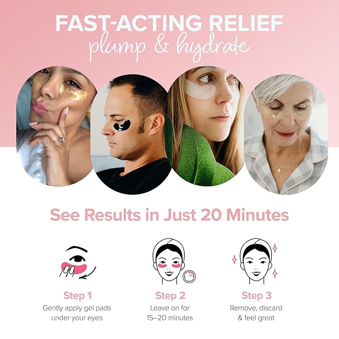 ToGoSpa Rose Gold EYES, Dark Circle Warrior | Premium Clean Anti-Aging Gel Pads with Collagen