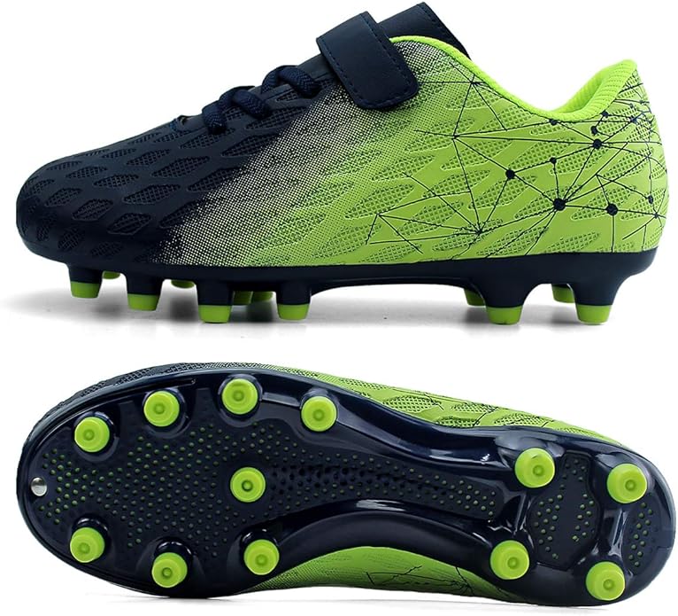 brooman Kids Firm Ground Soccer Cleats Boys Girls Athletic Outdoor Football Shoes