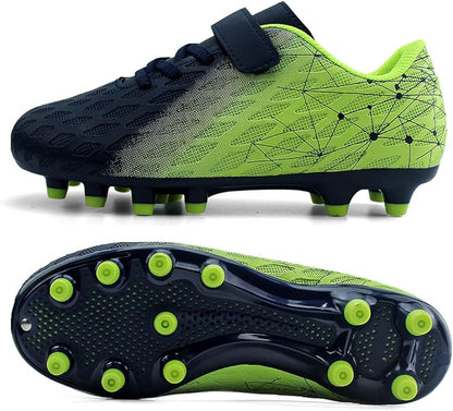 brooman Kids Firm Ground Soccer Cleats Boys Girls Athletic Outdoor Football Shoes