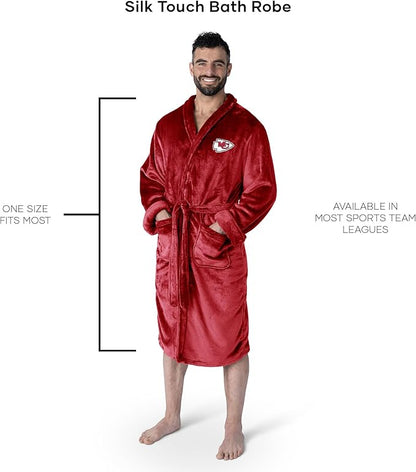 NFL Adult Unisex Silk Touch Bathrobe, Officially Licensed Loungewear, Soft Plush Polyester