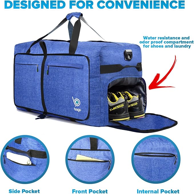 Bago Big XXL Foldable Duffel Bags for Traveling Women & Men - 140L Packable Duffle Bag for Travel