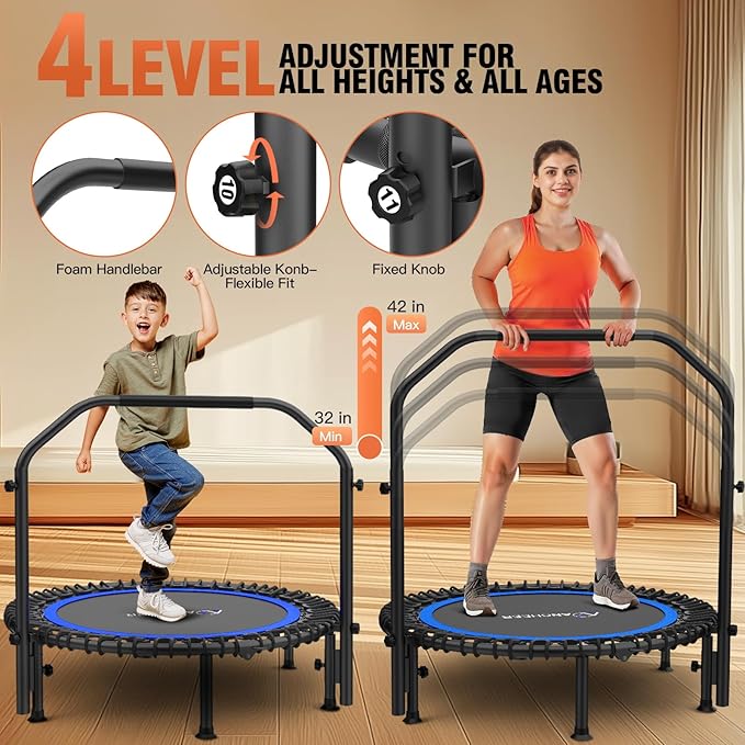 Bungee Rebounder Trampoline,ANCHEER 40" Foldable Fitness Trampoline with 4-Level Adjustable