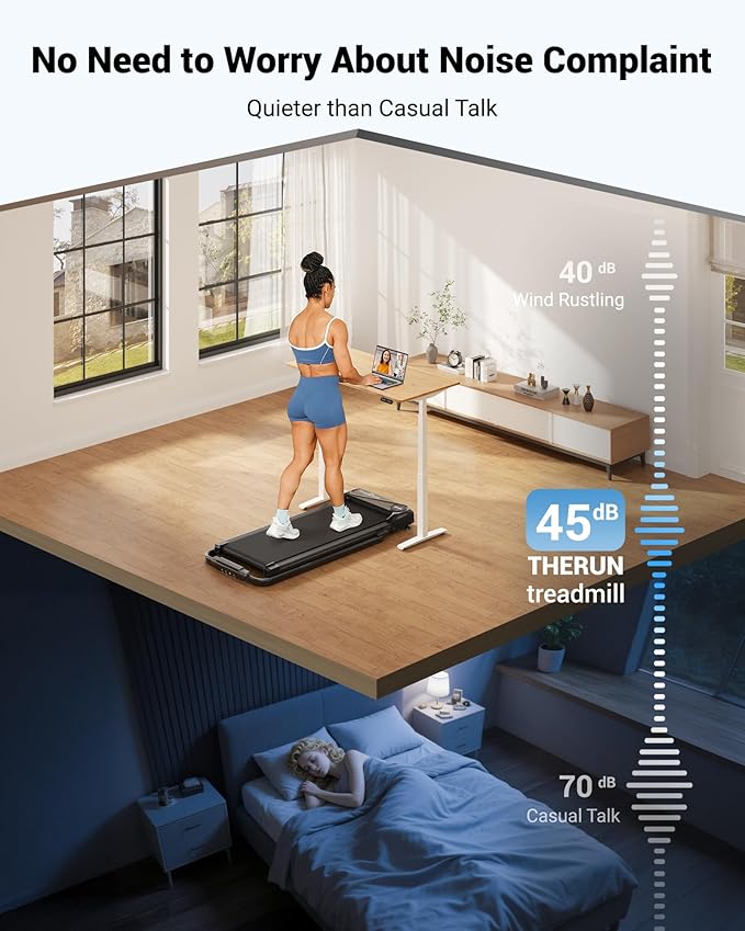 THERUN Walking Pad, 2 in 1 Foldable Treadmills for Home, 2.5HP Under Desk with Handle Bar, 16"