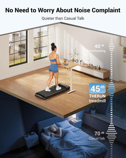THERUN Walking Pad, 2 in 1 Foldable Treadmills for Home, 2.5HP Under Desk with Handle Bar, 16"