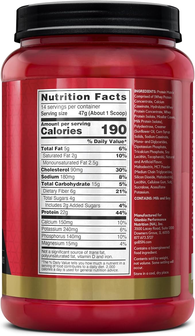BSN SYNTHA-6 Premium Protein Powder with 6g of Fiber, Whey Protein, Micellar Casein, Milk Protein