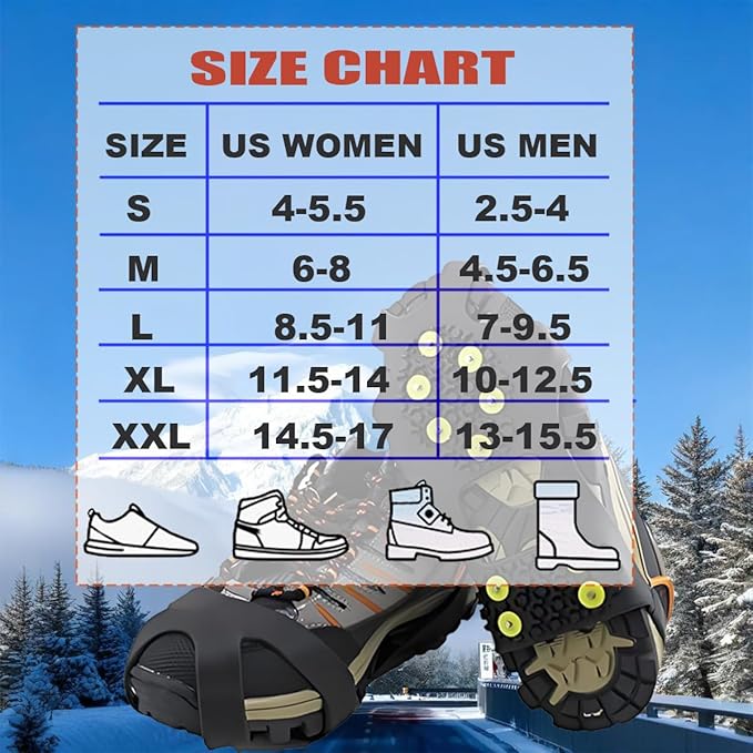 Ice Cleats for Shoes and Boots, Ice Snow Traction Cleats Grippers, Non Slip Shoe Ice Grippers,10