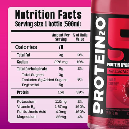 Protein2o Hydration Drink - 2-in-1 Liquid Clear Whey Protein Isolate and Electrolyte Drink - 15g