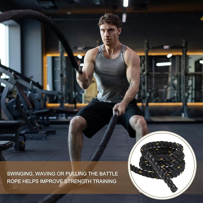MECCANIXITY Battle Rope 10ft x 1 Inch Polyester Workout Rope Heavy Fitness Exercise Rope for