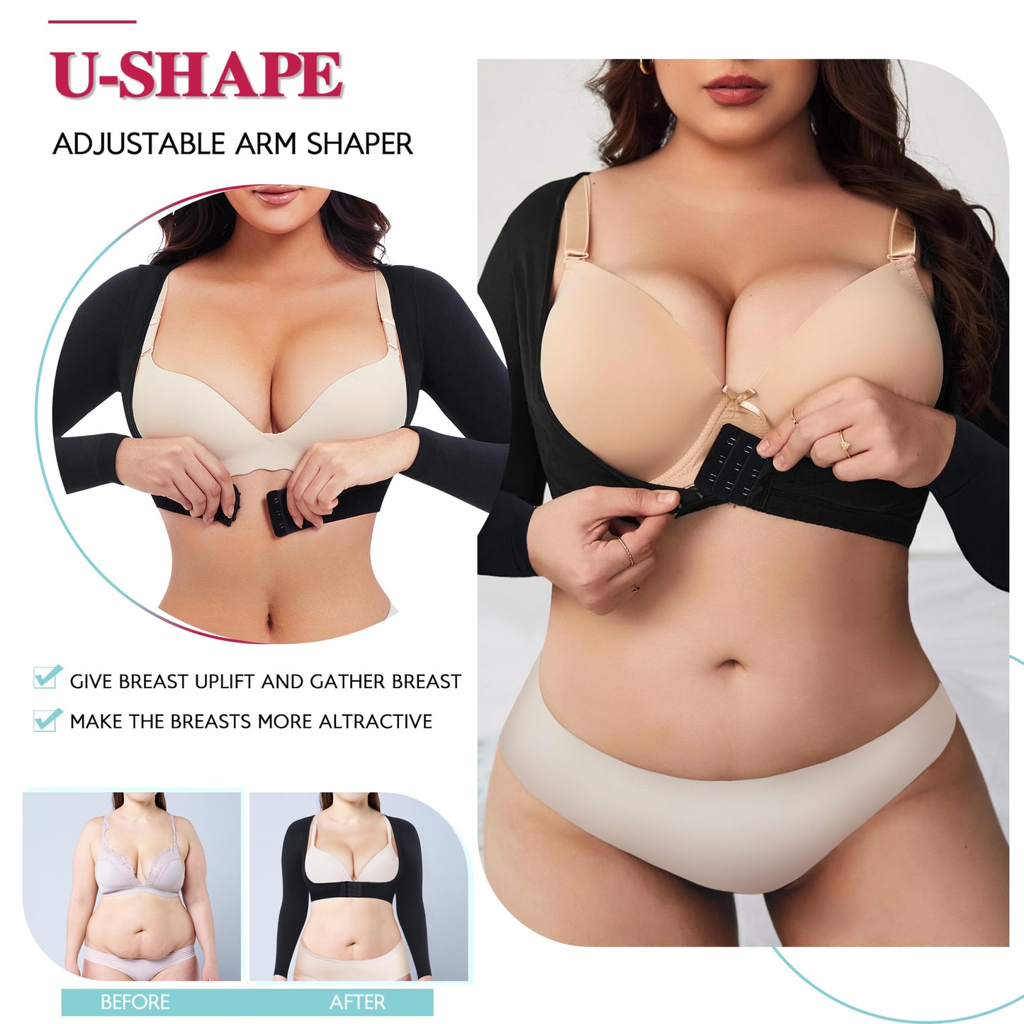 LODAY Upper Arm Shaper for Women Faja Post Surgery Slimming Compression Sleeves Shapewear Tops