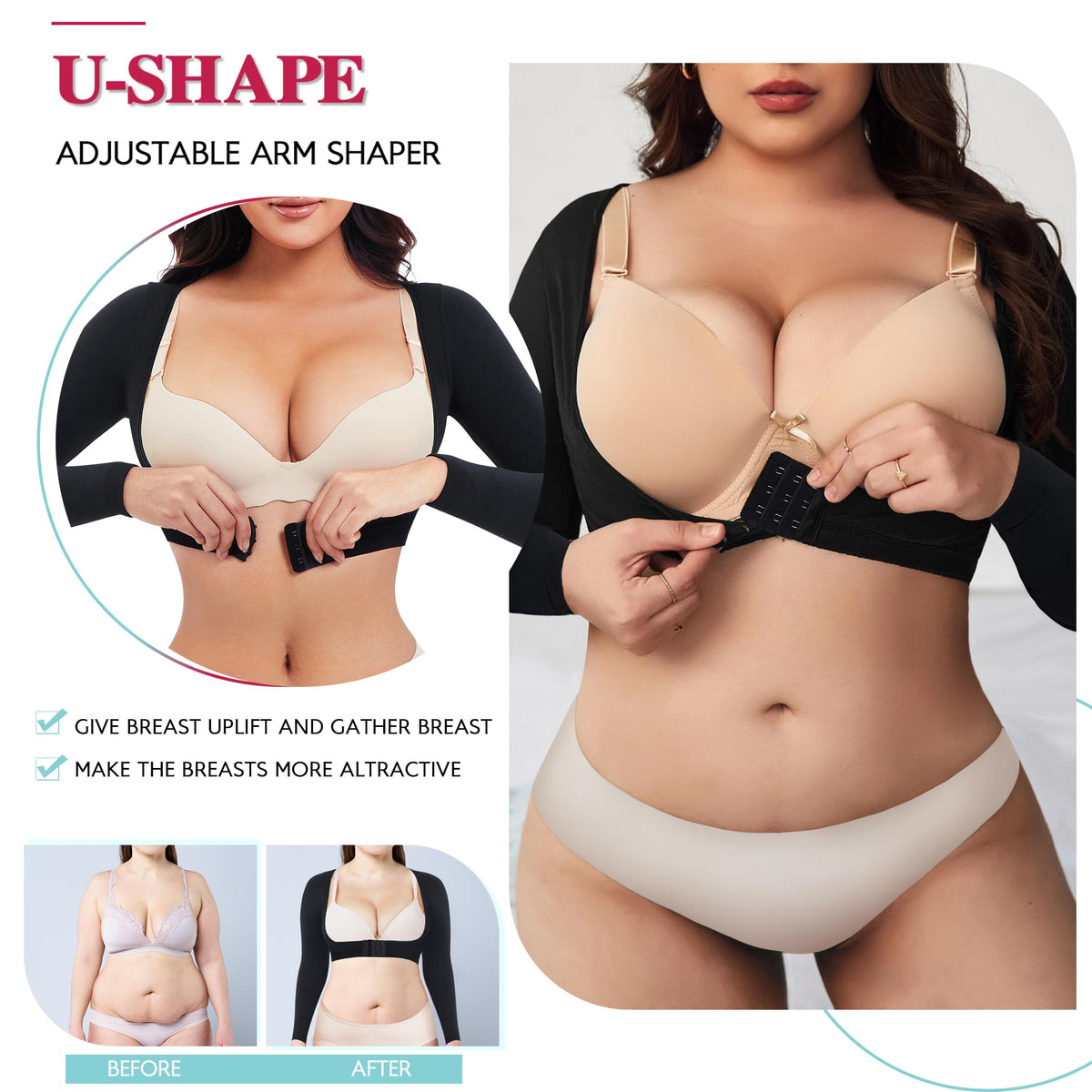 LODAY Upper Arm Shaper for Women Faja Post Surgery Slimming Compression Sleeves Shapewear Tops