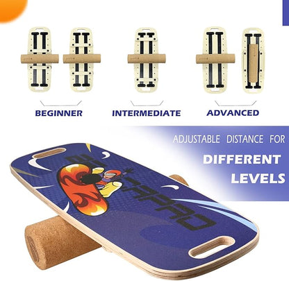 Balance Board Trainer, Wooden Balance Board with Adjustable Stoppers -3 Different Distance