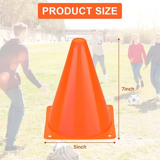 40 Pack Plastic Traffic Cone 7 Inch Small Orange Cones for Sports Soccer Cones Bike Obstacle