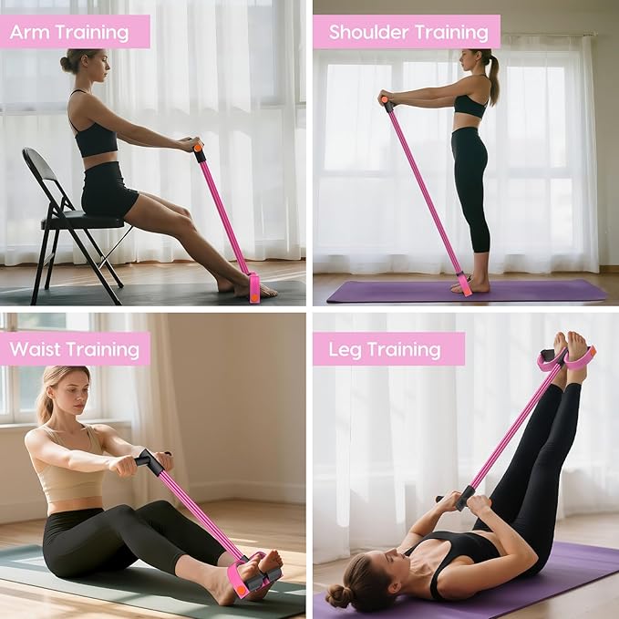 Resistance Bands with Handles, 6-Tubes Elastic Foot Pedal Resistance Bands, Natural Rubber Ankle