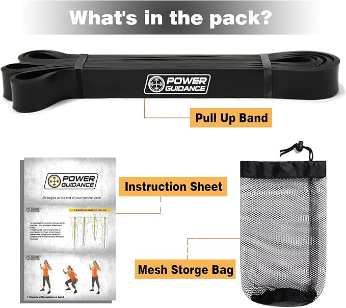 POWER GUIDANCE Pull Up Assist Bands - Stretch Resistance Band - Mobility Band - Powerlifting Bands