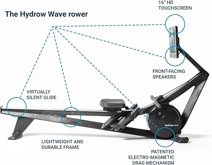 Hydrow Wave Rowing Machine with 16" HD Touchscreen & Speakers - Foldable | Live Home Workouts