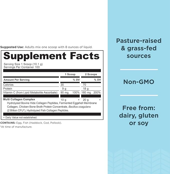 Ancient Nutrition Collagen Peptides Powder, Multi Collagen Protein, Women & Men, Vitamin C
