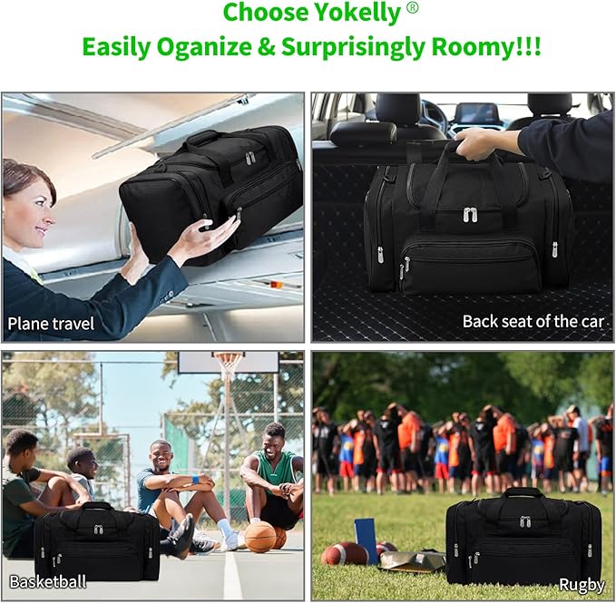Sports Duffel Bag 22 Inch Travel Gym Duffle - Black