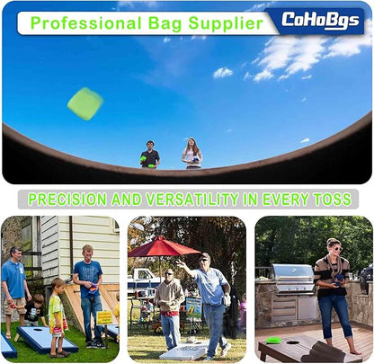CoHoBgs Corn Hole Bags Set 8, Professional Cornhole Bags Dual-Sided Slick & Stick Resin Filled