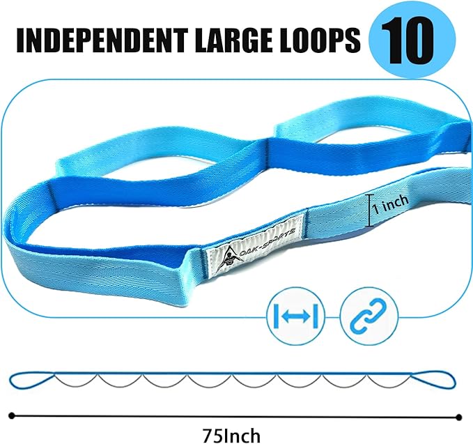 Stretching Strap Yoga Strap with Loops, Stretch Straps for Physical Therapy, Non-Elastic Exercise