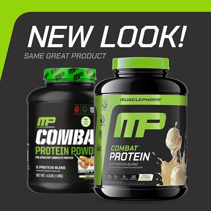 MusclePharm Combat Protein Powder, Vanilla Flavor, Fuels Muscles for Productive Workouts, 5 Protein