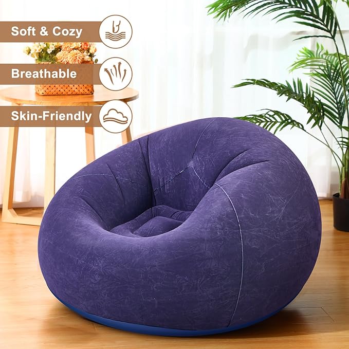 Realspring 6 Pcs Bean Bag Chairs for Adults Inflatable Chairs with Electric Air Pump,Blow up Couch