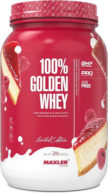Maxler 100% Golden Whey Protein - 24g of Protein per Serving - Premium Whey Protein Powder for Pre