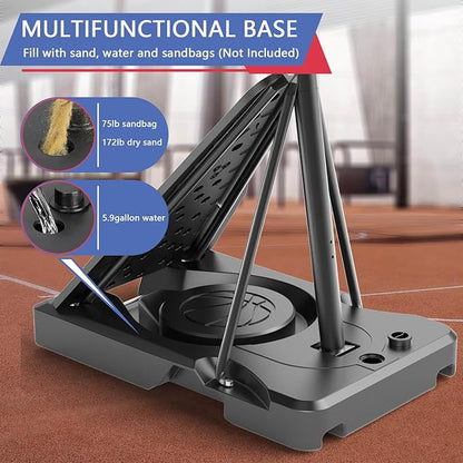 Portable Basketball Hoop Outdoor, Adjustable Height 5.5-10FT Basketball Goal with Heavy-Duty Steel