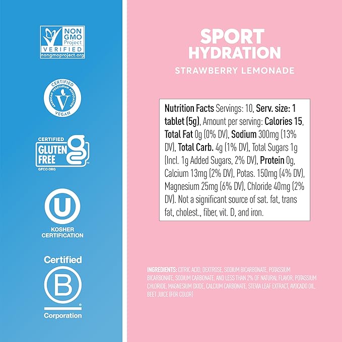 Nuun Sport Electrolyte Tablets with Magnesium, Calcium, Potassium, Chloride & Sodium, Gluten Free &