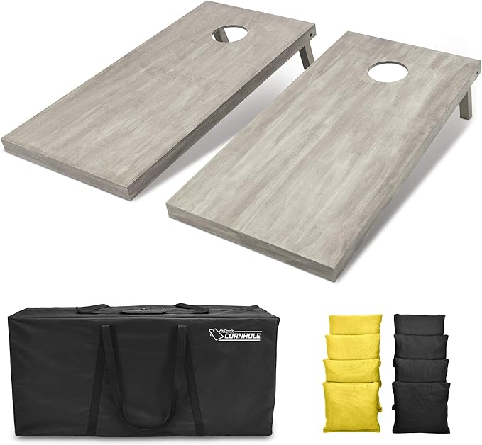 GoSports 4 ft x 2 ft Regulation Size Wooden Cornhole Boards Set - Includes Carrying Case and Bean