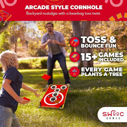 SWOOC Games - Coney Island Toss™ - Arcade Style Cornhole Board Set w/Carrying Case & 15+ Games