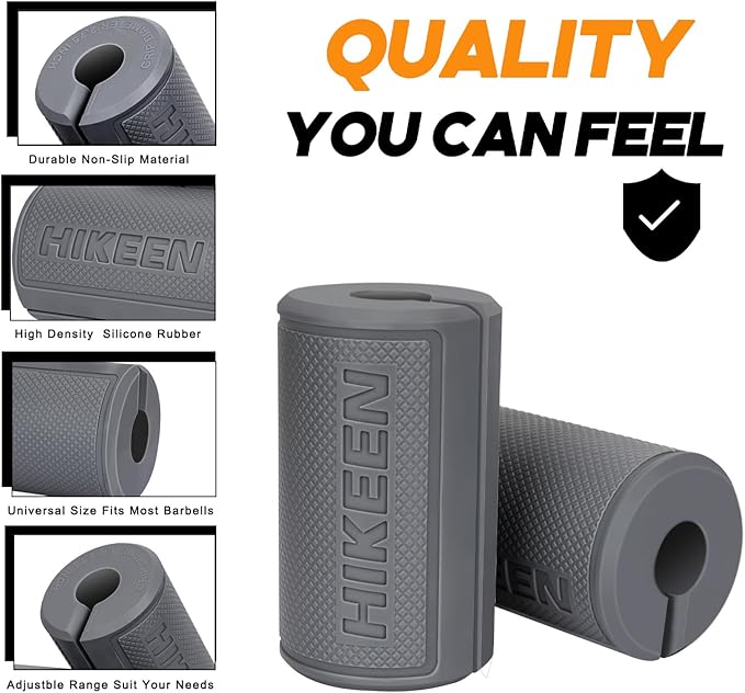 Hikeen Thick Bar Dumbbell Grips,Non Slip Hard Rubber Barbell Grips,Grips for Weight Lifting, Muscle