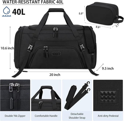 Gym Duffle Bag for Women Men 40L Waterproof Sports Travel Duffel Bags with Shoe Compartment,Wet