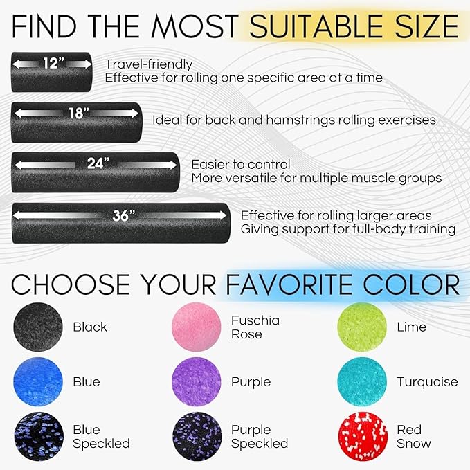 Yes4All High-Density EPP Round Back Roller Foam, Exercise Foam Roller for Yoga, Pilates &