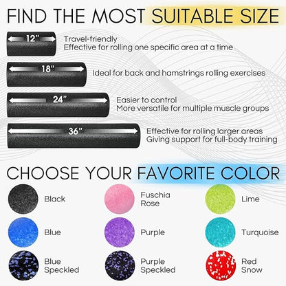 Yes4All High-Density EPP Round Back Roller Foam, Exercise Foam Roller for Yoga, Pilates &