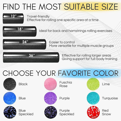 Yes4All High-Density EPP Round Back Roller Foam, Exercise Foam Roller for Yoga, Pilates &