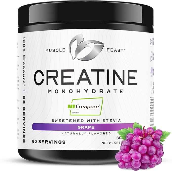 Muscle Feast Creapure Creatine Monohydrate Powder, Vegan Keto Friendly Gluten-Free Easy to Mix