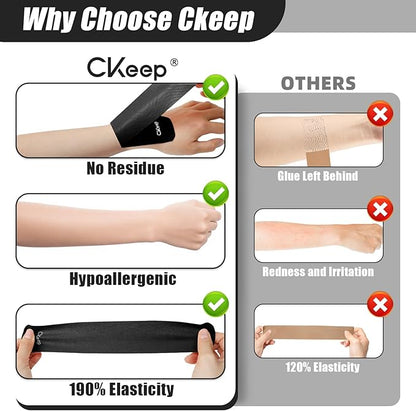 CKeep 4 Rolls Kinesiology Tape, Original Cotton Elastic Athletic Tape, 20 Precut 10" Strips Each