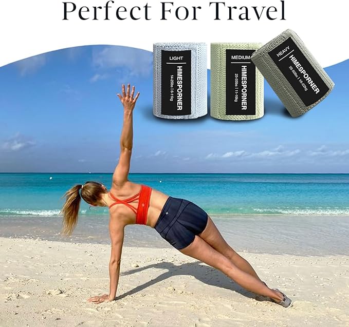 Wide Fabric Resistance Bands for Working Out, 3 Level Non-Slip Exercise Booty Bands for Women & Men